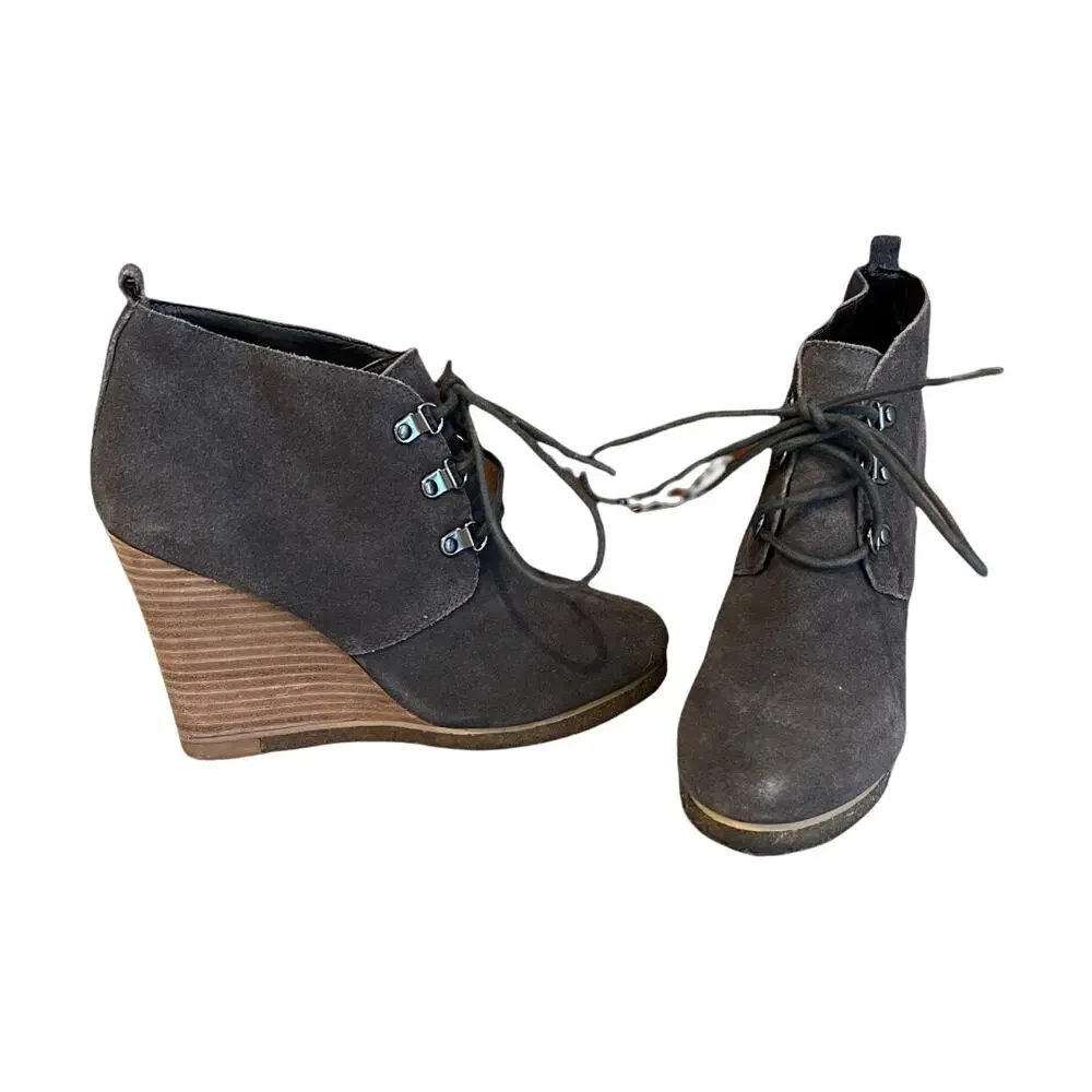 Steve Madden gray suede wedge booties 8.5